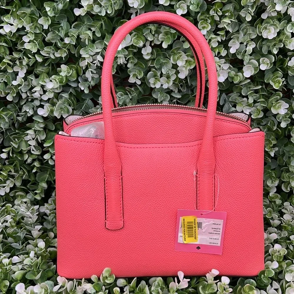 Kate Spade Margaux Pebbled Leather Medium Satchel LYCHEE
